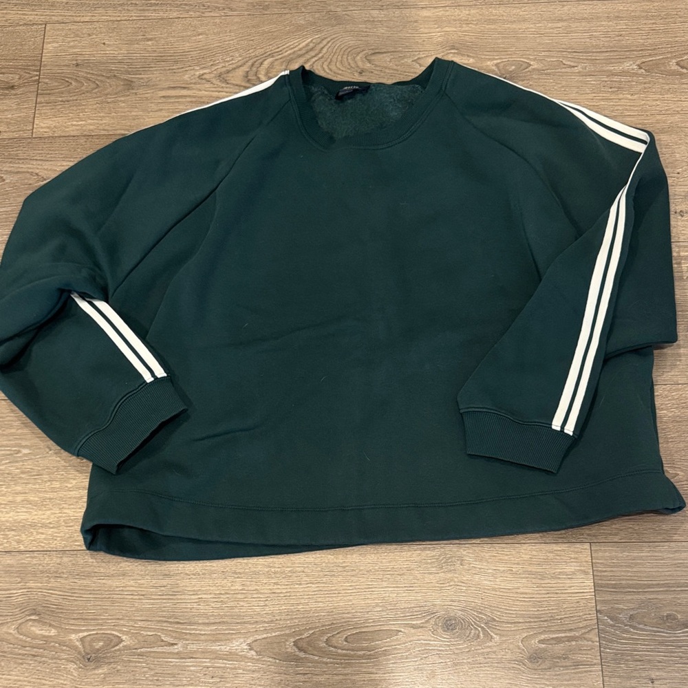Maeve Dark Green Sweatshirt with White Stripes